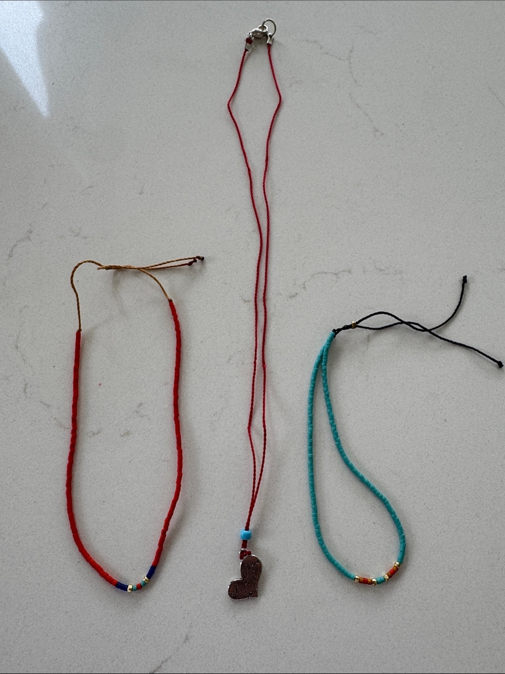 Red Heart Pendant Necklace with two matching bracelets NWT ✨